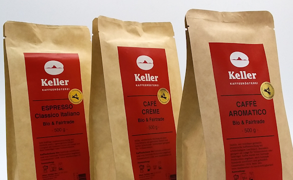 Kaffeesäcke der Kaffeerösterei Keller