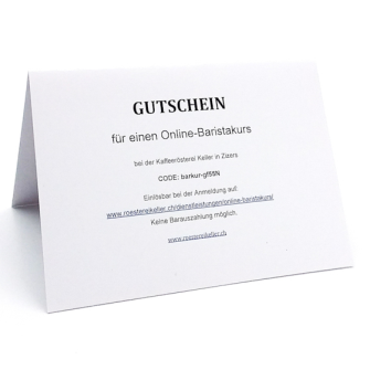Gutschein Baristakurs Online 90 CHF Kaffeerösterei Keller
